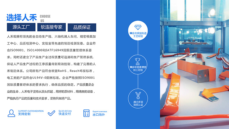 專業(yè)生產(chǎn)PVC護(hù)套、銅排、鋁排、新能源電池銅/鋁軟連接-人禾電子